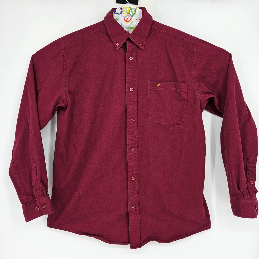 King Ranch Shirt Mens Large Western Maroon Button Down Long Sleeve Rodeo